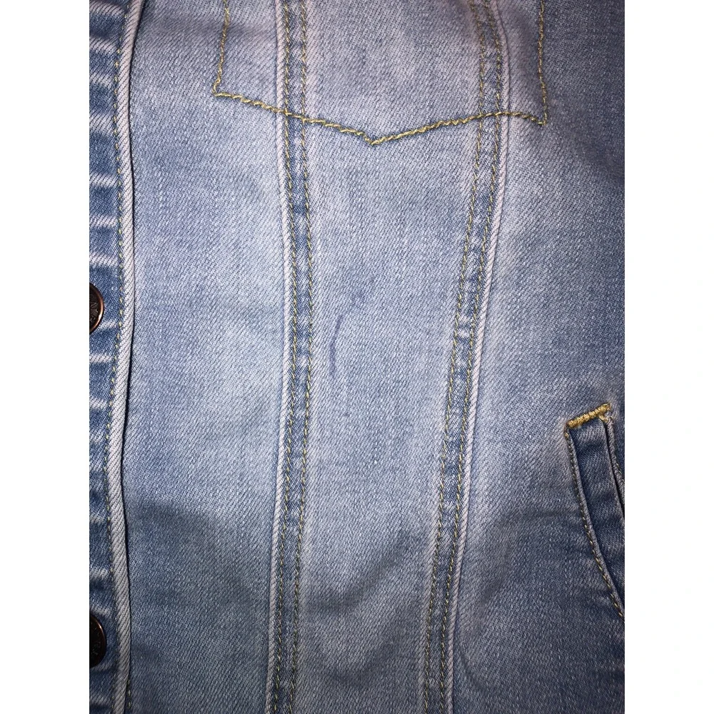 Cat And Jack Denim Jacket Girls XL (14-16) Blue Jean Snap Button‎ Stretch *spot